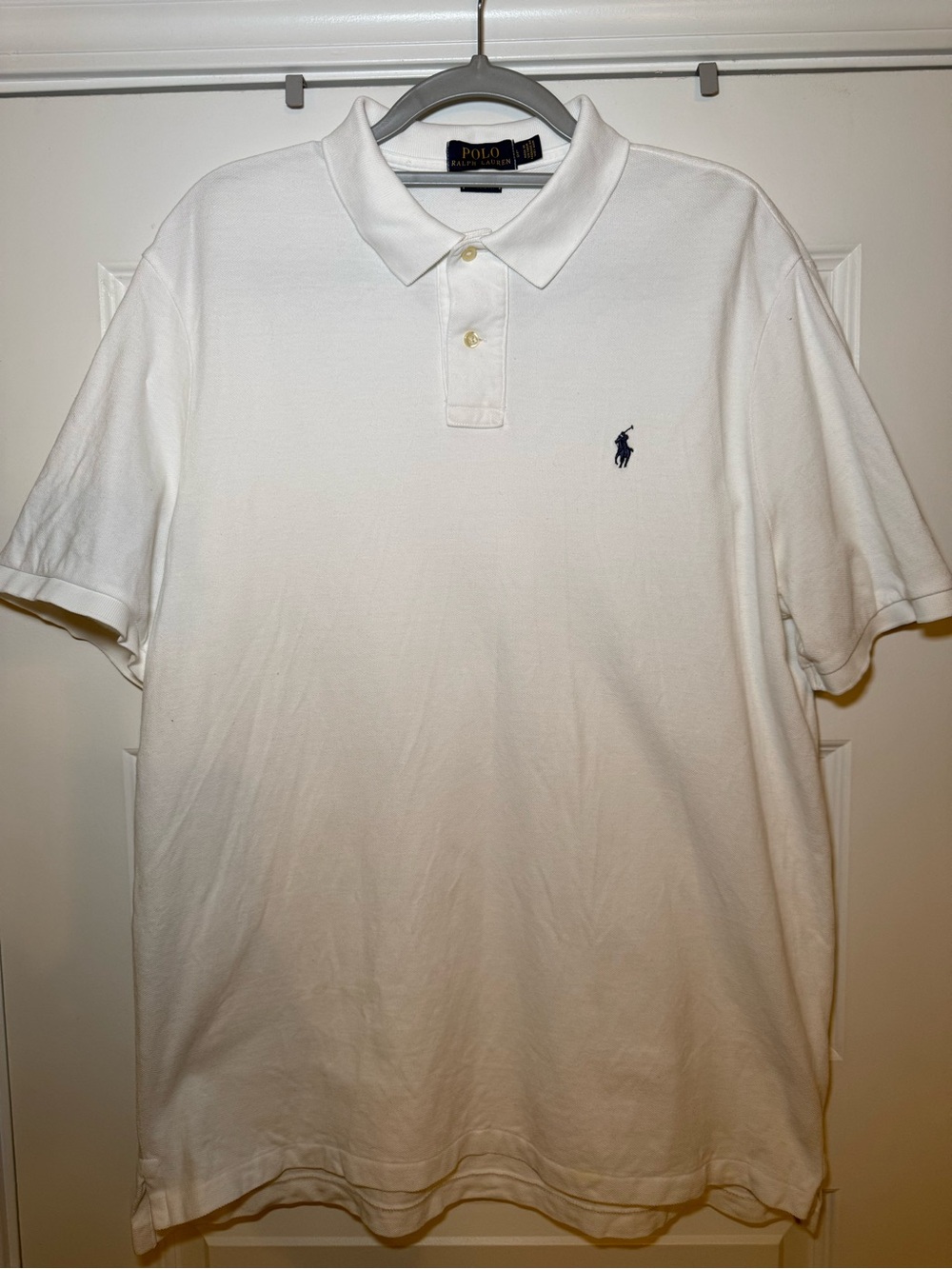 Polo by Ralph Lauren Men’s Large White Polo Shirt with Navy Pony